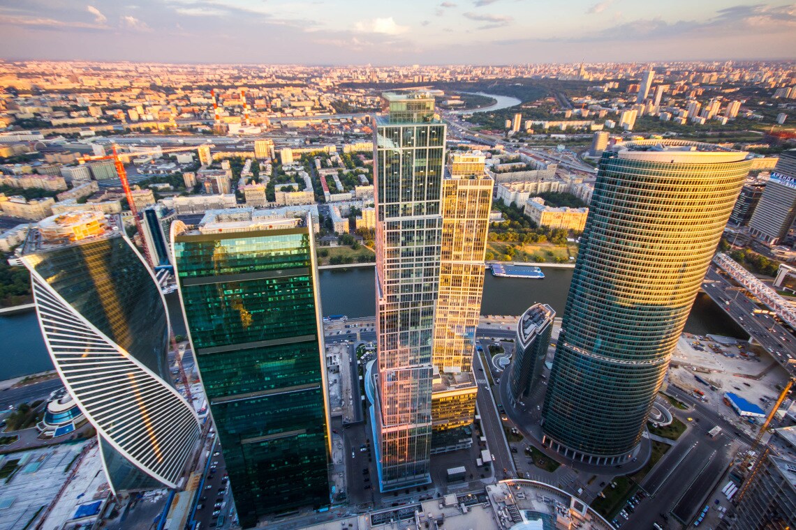 Federation Tower und weitere Gebäude in Moskau