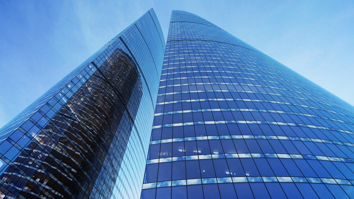 Federation Tower von unten fotografiert