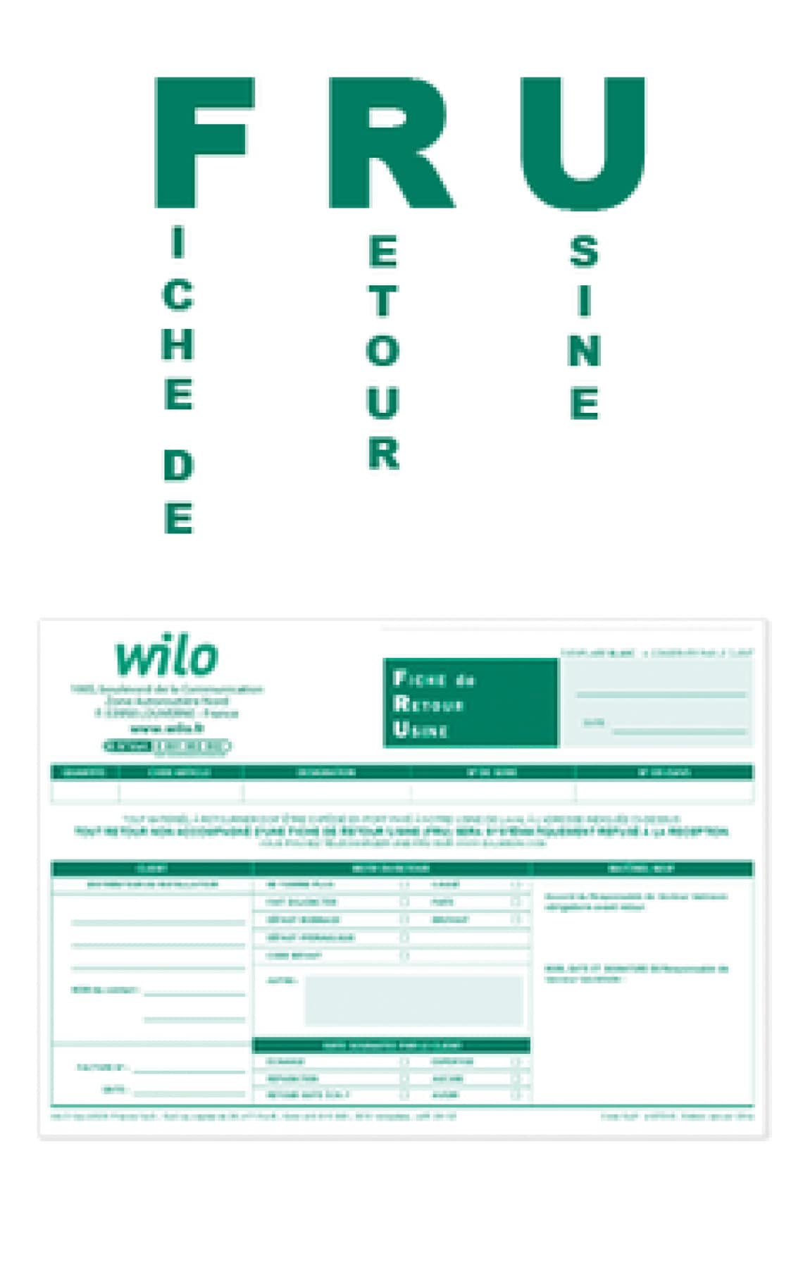Fiche de retour usine