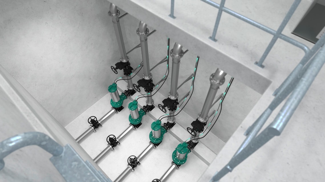 Wilo-Rexa SOLID-Q view inside pumping station