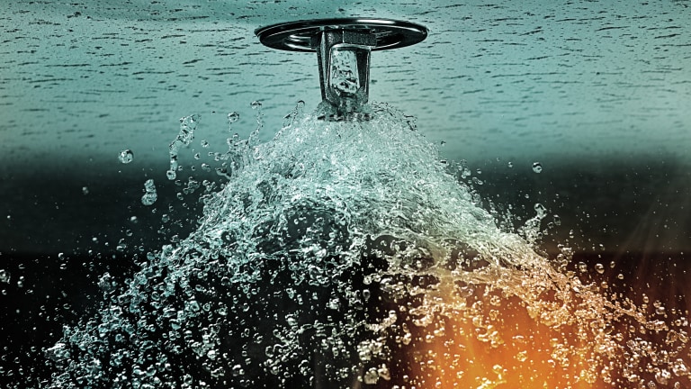 sprinkler system in use