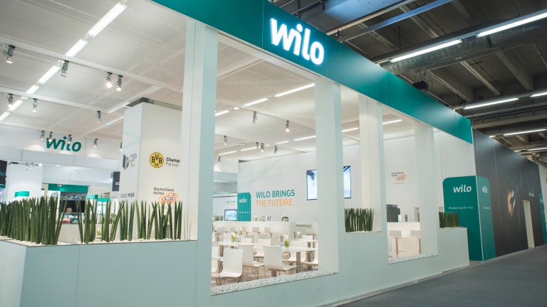 Wilo Messestand - Geschlossener Kommunikationsbereich auf der ISH 2017