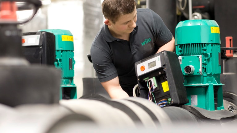 Mr. Kruppa at work with Wilo pump